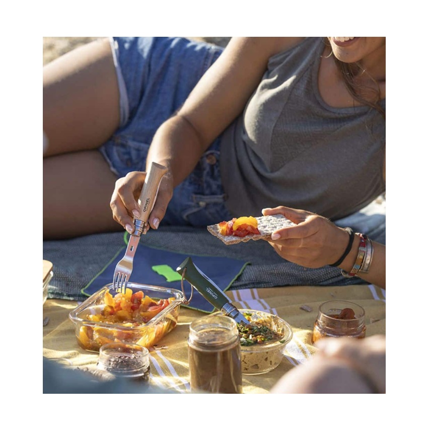 Σετ Πιρούνι Κουτάλι Πετσέτα Σουγιάς Inox Picnic Νo.8 της Opinel VRA77054 trazeras|VRA77054