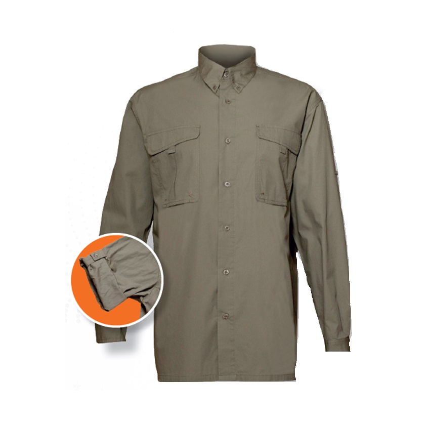 Χειμερινό Βαμβακερό Πουκάμισο Poplin Mod.S209 (Light Khaki) της Toxotis Active Wear TOX77436 trazeras|TOX77436