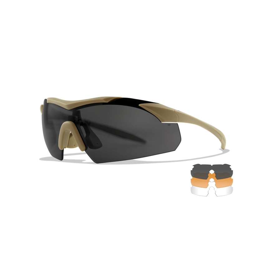 Γυαλιά Προστασίας / Ηλίου Σετ 3 Φακών WX Vapor 2.5 Grey / Light Rust / Clear Mod.3512 (Matte Tan) της Wiley X WIL77483 trazeras|WIL77483